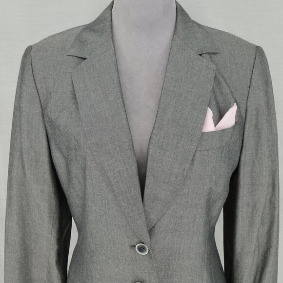 Kasper ASL Jacket Womens 10 Gray Shimmer Fitted Blazer Lined Office Career - Picture 7 of 14